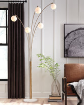 Bay Furniture Gallery - Ashley Furniture - Taliya Lighting - Metal Arc Lamp (1/CN) / Champagne/White - L725119